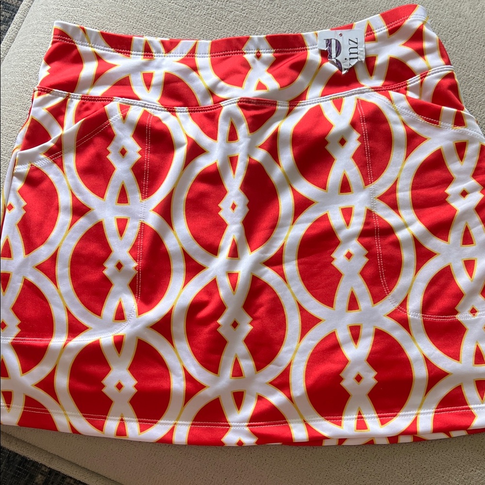 Zuda Red and White Geometric Women's Pencil Skirt tennis skirt with short